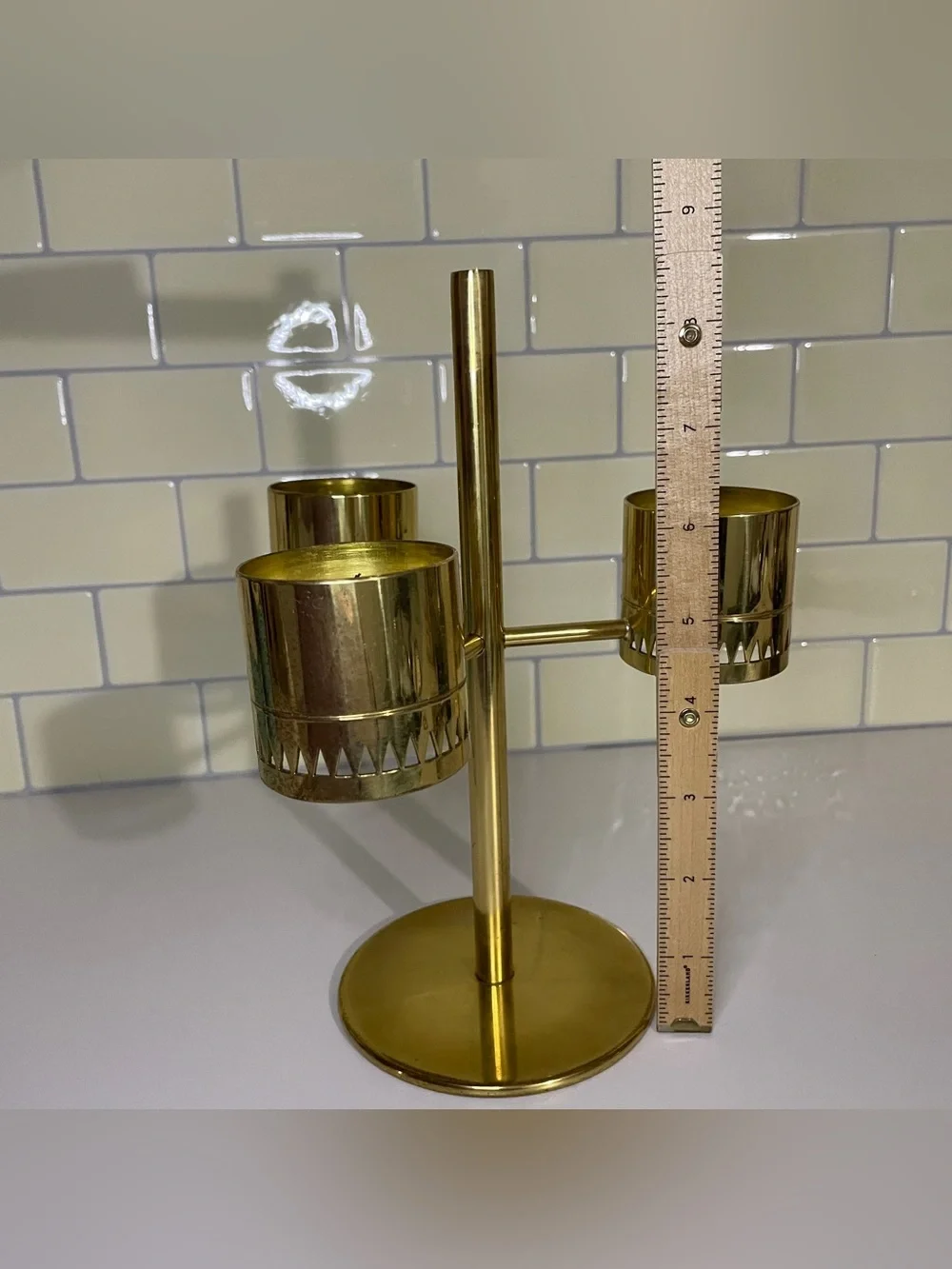 Hans-Agne Jakobsson Sweden AB brass 3 tea light holder L67